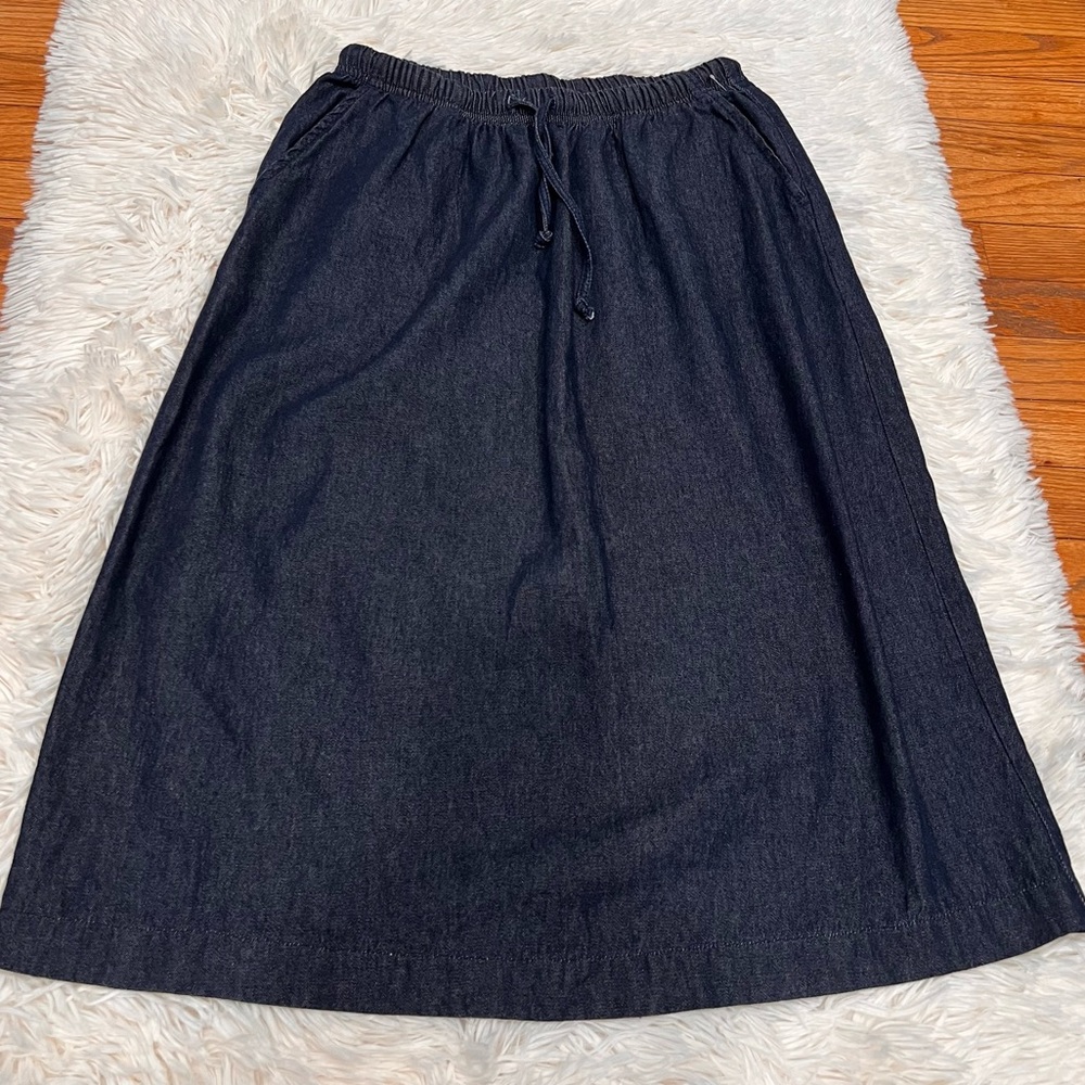 Denim Drawstring Skirt Chambray Blair Two Twenty Drawstring